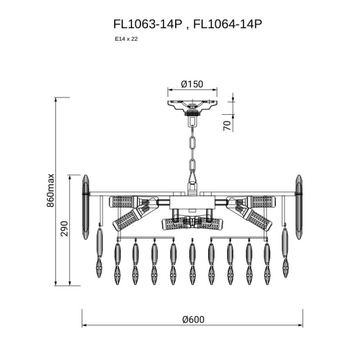 Люстра подвесная Сonstancia Chrome FL1064-14P фото 4