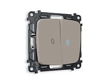 Комплект механизма 2-кл выключателя AMBRELLA VOLT с подсветкой 10000K OMEGA Серо-бежевый матовый QUANT (OP3640, VM115, G17B) MO364020