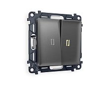 Комплект механизма 2-кл проходного выключателя AMBRELLA VOLT с подсветкой 3200K ALFA Антрацит серый QUANT (AP6540, VM120, G22Y) MA654030