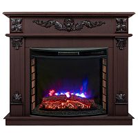 Каминокомплект PHILADELPHIA/ВЕРОНА Орех с очагом Электроочаг QUEEN/КУИН 25.5
