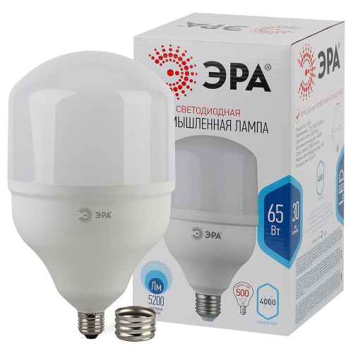 Лампа светодиодная ЭРА E27 65W 4000K матовая LED POWER T160-65W-4000-E27/E40 Б0027923 фото 2