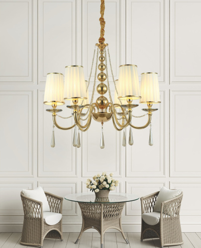 Хрустальная подвесная люстра Lumina Deco Fabione LDP 1200-6 F.GD фото 9