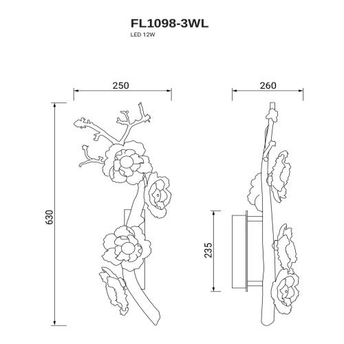 Бра  Sauvage Left FL1098-3WL фото 2