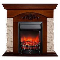 Электрокамин RealFlame Neapolis NT орех с очагом Fobos Lux Black