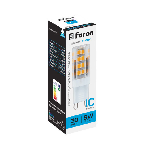 Лампа светодиодная Feron LB-432 G9 5W 175-265V 6400K фото 3