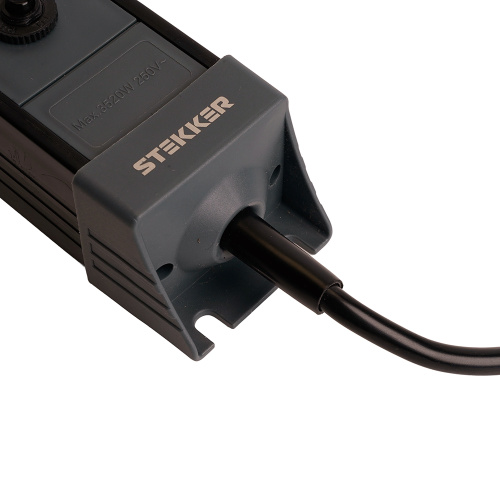 Сетевой фильтр 6-местный с/з STEKKER 3x1мм2, 1,8 м, 250В, 16А, серия Techno, HM22-61-02, черный фото 4