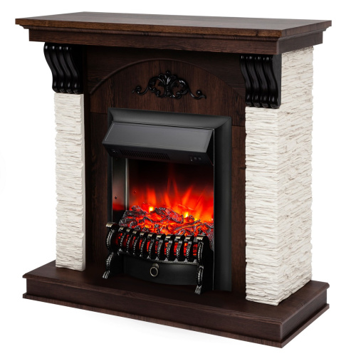 Электрокамин RealFlame Corfino NT орех с очагом Fobos Lux Black фото 2