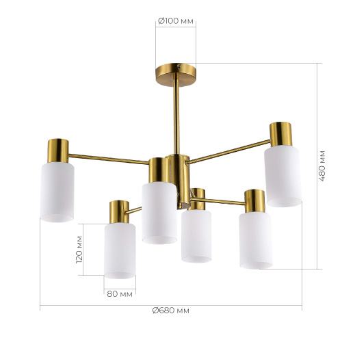 SLE1139-302-06 Светильник потолочный Латунь/Белый E14 6*60W GESSI фото 2