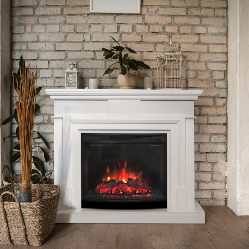 Каминокомплект MARCO/СМАРТ Белый с очагом Электроочаг EVRIKA 25.5 фото 3