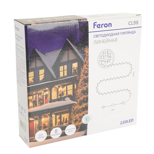 Светодиодная гирлянда на бобине Feron CL98 линейная 50м + 3м 230V 5000К, c питанием от сети, зеленый шнур фото 7