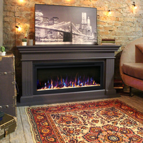 Каминокомплект ONTARIO/ЛЕОНАРДО Графит с очагом Электроочаг SAPHIR/САПФИР 42 фото 3