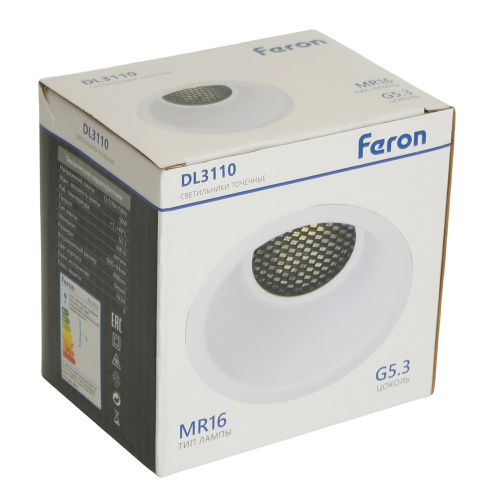 Светильник встраиваемый Feron DL3110 потолочный MR16 G5.3 белый фото 10