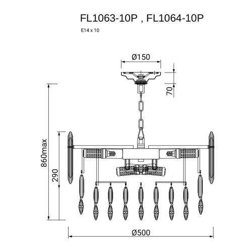 Люстра подвесная Сonstancia Chrome FL1064-10P фото 2