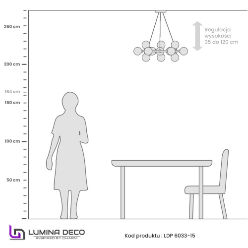 Подвесной светильник Lumina Deco Marsiada LDP 6033-15 BK+GD фото 3