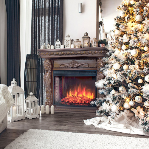 Каминокомплект ROMANO/ЛИОН Орех с очагом Электроочаг FIRESPACE/ФАЕРСПЕЙС 33 фото 7