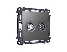 Комплект механизма розетки TV оконечной + SAT 5-862MHz 3.5dB/950-2150MHz 3.5dB Ambrella Volt ALFA Антрацит серый QUANT (AP6633, VM217) MA663310