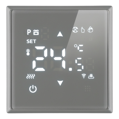 Терморегулятор Wi-Fi (механизм), STEKKER, 250В, 3500Вт, серия Эмили, RSW00-5119-10, платиново-серый, soft touch