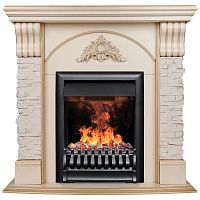 Электрокамин RealFlame Athena WT белый дуб с золотой патиной с очагом 3D Oregan