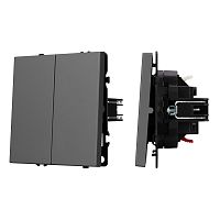 Механизм выключателя двухклавишный проходной SWT-NOBE-MKP2-SFPL-GR (230V, 10A) Arlight 054257