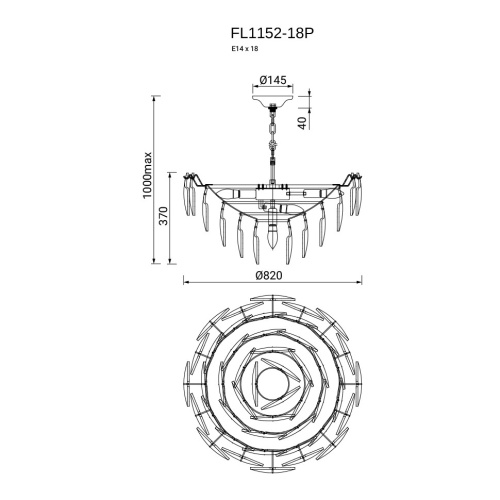 Люстра подвесная Infinita FL1152-18P фото 2 Люстра подвесная Infinita FL1152-18P фото 2