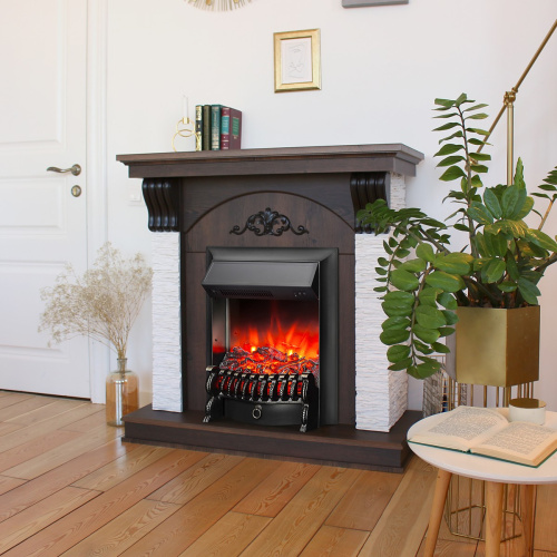 Электрокамин RealFlame Corfino NT орех с очагом Fobos Lux Black фото 9