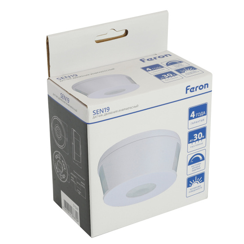 Датчик движения 2000W 30m  120° 360°(верт.) белый SEN19 фото 8