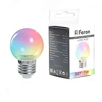 Лампа светодиодная Feron LB-371 Шар прозрачный E27 3W 230V RGB плавная смена цвета