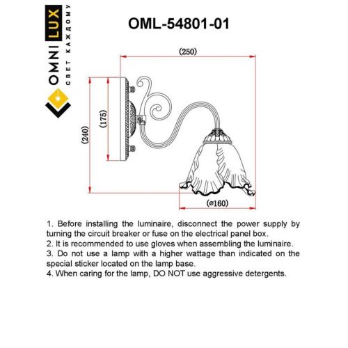 Светильник настенный (Бра) OML-54801-01 фото 2 Светильник настенный (Бра) OML-54801-01 фото 2