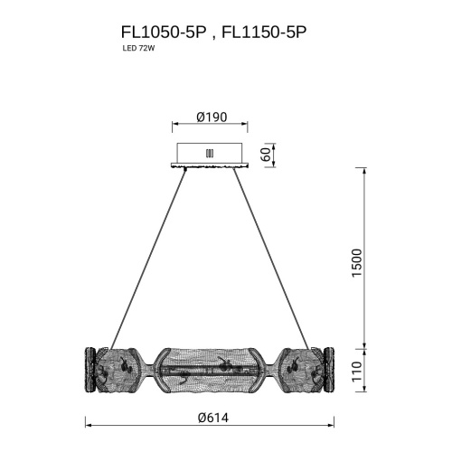 Люстра подвесная Epico Silver FL1150-5P фото 2 Люстра подвесная Epico Silver FL1150-5P фото 2