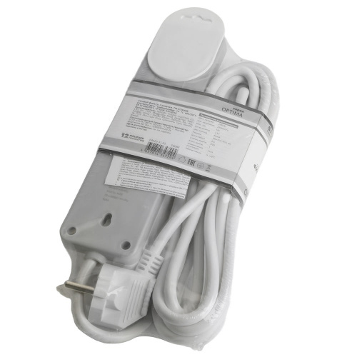 Сетевой фильтр 3-местный с/з STEKKER HM20-31-05 3x1мм2, 5 м, серия Optima, белый фото 7