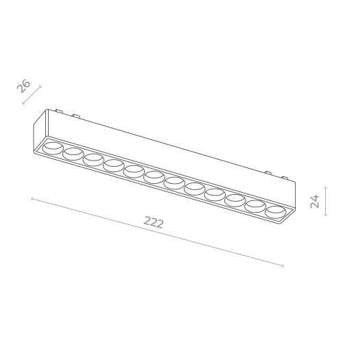 ST673.436.12 Магнитный трековый светильник Черный LED 1*12W 3000K 710Lm Ra>90 36° IP20 L230xW26xH24 SKYFLAT фото 2