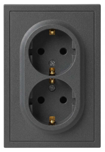 Розетка ЭРА Galaxy 15-2105-06 с заземлением двойная 2X2P+E Schuko со шторками IP20 16А-250В графит Б0070707