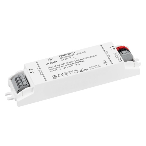 Блок питания ARJ-SP-36-PFC-NFC-WR (36W, 3-50V, 0.15-0.9A) Arlight 050112 Блок питания ARJ-SP-36-PFC-NFC-WR (36W, 3-50V, 0.15-0.9A) Arlight 050112