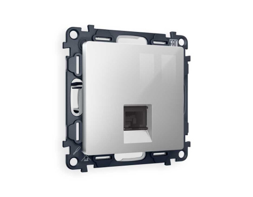 Комплект механизма компьютерной розетки AMBRELLA VOLT ALFA Серебро глянец RJ-45(8P8C) CAT6 с шторкой QUANT (AP4120, VM188) MA412010