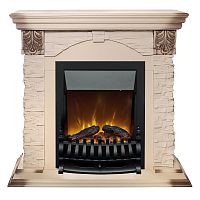 Каминокомплект DUBLIN LUX/ДУБЛИН ЛЮКС Бежевый дуб с серой патиной с очагом Электроочаг FOBOS ЛАЙТ/ФОБОС ЛАЙТ