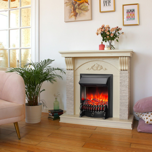 Электрокамин RealFlame Corfino WT айвори с очагом Fobos Lux Black фото 5