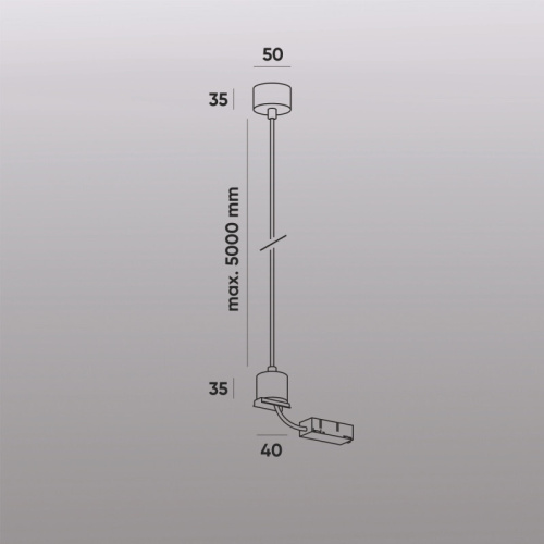 TR2124-BK Подвод питания для подвесного монтажа трека SMART BASE, АС 220-240V, IP20, 5м, черный, алюминий фото 6