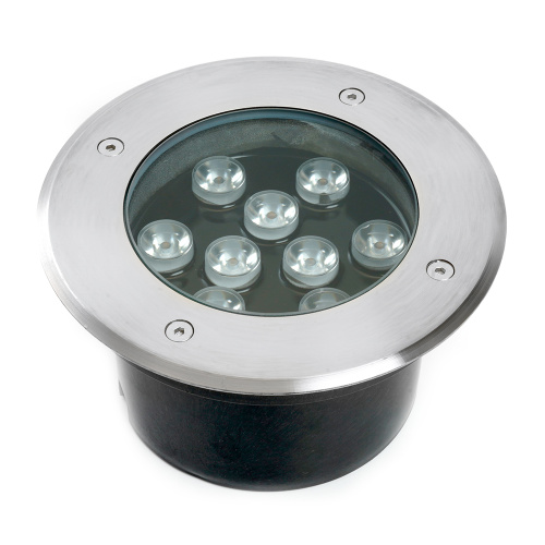 Светодиодный светильник тротуарный (грунтовый) Feron SP2803, 10W, AC/DC12V, низковольтный, 3000К, металлик, 160*H90mm, вн.диаметр: 110mm, IP67