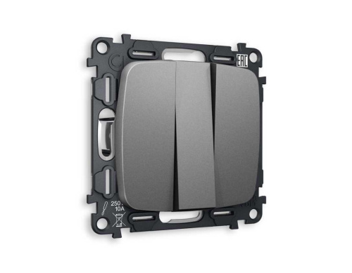 Комплект механизма 3-кл выключателя AMBRELLA VOLT OMEGA Антрацит серый 10A-250V QUANT (OP6550, VM133) MO655010 Комплект механизма 3-кл выключателя AMBRELLA VOLT OMEGA Антрацит серый 10A-250V QUANT (OP6550, VM133) MO655010