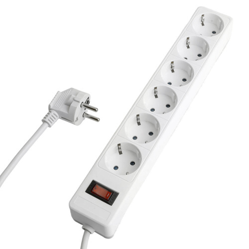 Сетевой фильтр 6-местный с/з STEKKER HM20-61-053x1мм2, 5 м, серия Optima, белый