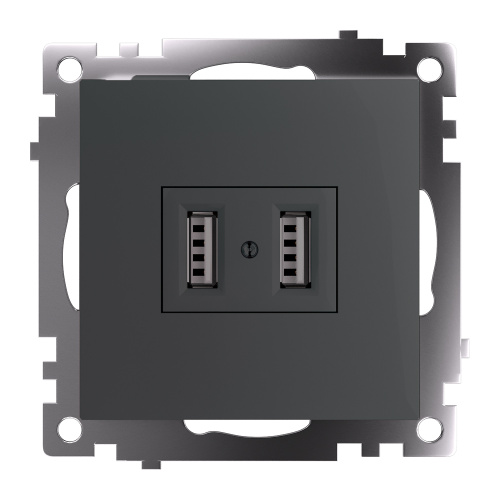 Розетка 2-местная USB (механизм), 250В, 2,1А, серия Катрин, графит, GLS10-7115-06 фото 3