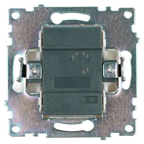 Переключатель 1-клавишный (механизм), STEKKER GLS10-7105-01, 250V, 10А, серия Катрин, белый фото 3