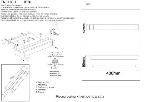 Бра Crystal Lux KANTO AP12W LED BL фото 2