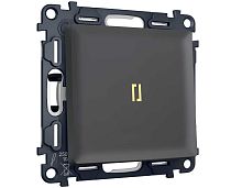 Комплект механизма 1-клавишного выключателя с самовозвратом с подсветкой 3200K ALFA Графит Мягкое касание QUANT (AP9020, VM113, G11Y) MA902050