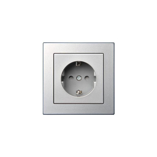 Розетка 2P+E Liregus Epsilon со шторками серебро 28-1753 Розетка 2P+E Liregus Epsilon со шторками серебро 28-1753