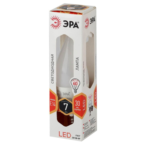 Лампа светодиодная ЭРА E14 7W 2700K матовая LED BXS-7W-827-E14 Б0028482 фото 2