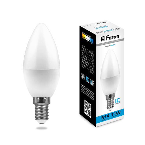 Лампа светодиодная Feron LB-770 Свеча E14 11W 175-265V 6400K фото 2